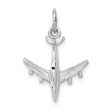 14k White Gold Satin and Diamond Cut 3D Airplane Charm on Sale