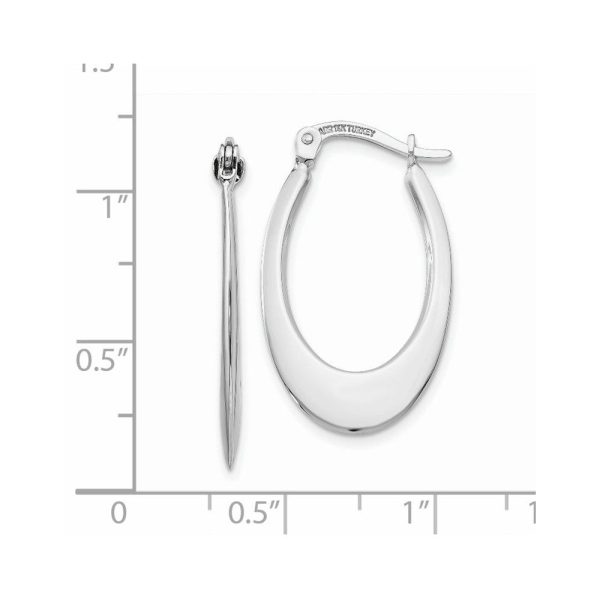 Tapered Oval Hoop Earrings in 14k White Gold, 25mm (1 Inch) Cheap