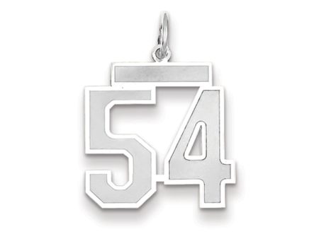 14k White Gold, Jersey Collection, Medium Number 54 Pendant For Cheap