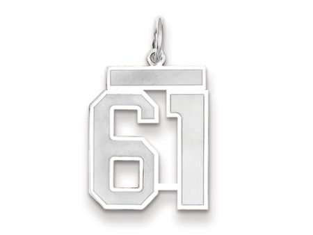 14k White Gold, Jersey Collection, Medium Number 61 Pendant Supply