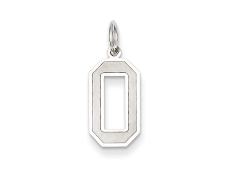 14k White Gold, Jersey Collection, Medium Number 0 Pendant Cheap