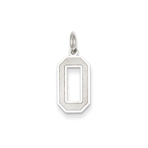 14k White Gold, Jersey Collection, Medium Number 0 Pendant Cheap