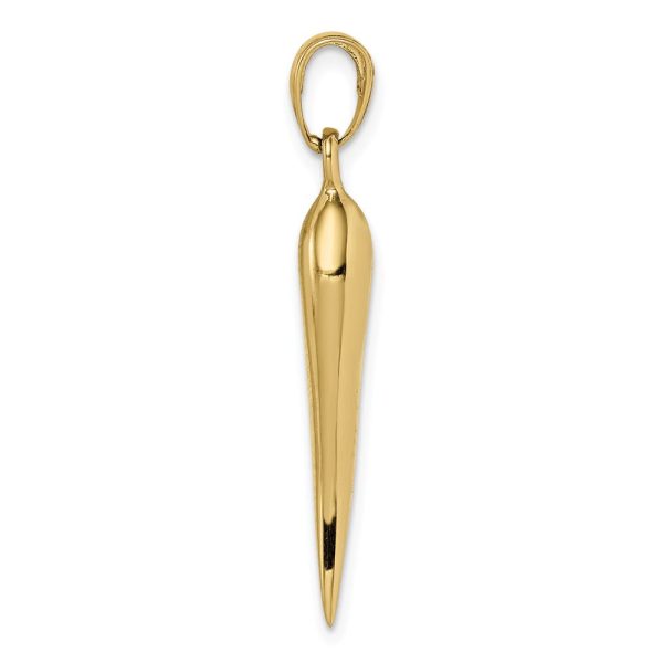 10k Yellow Gold Solid 3D Italian Horn Pendant Online Sale