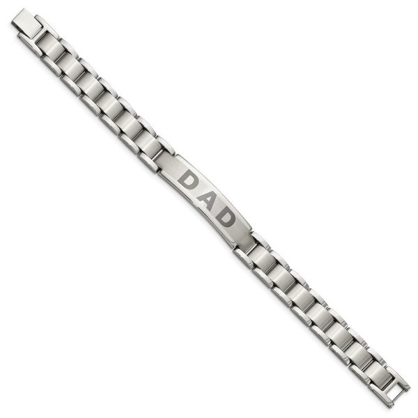 Men s Stainless Steel DAD I.D. Bracelet, 8.75 Inch Sale