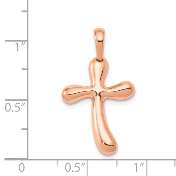 14k Rose Gold Polished Freeform Cross Pendant on Sale