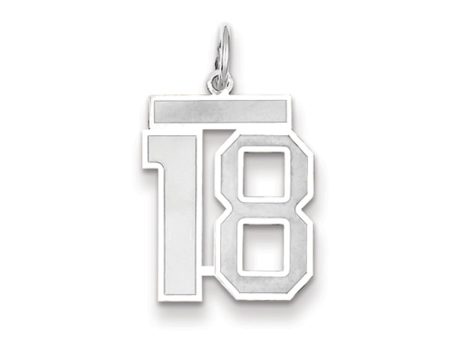 14k White Gold, Jersey Collection, Medium Number 18 Pendant Supply