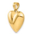 14k Yellow Gold Puffed Heart Tapered Bail Pendant, 15mm Online now