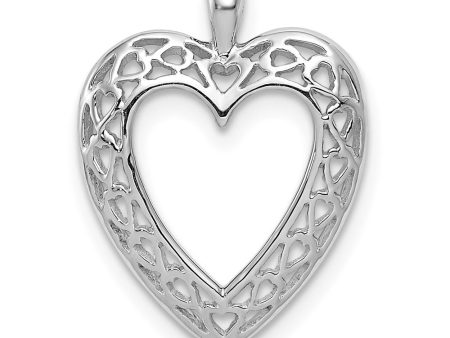 14k White Gold Cutout Open Heart Pendant Hot on Sale