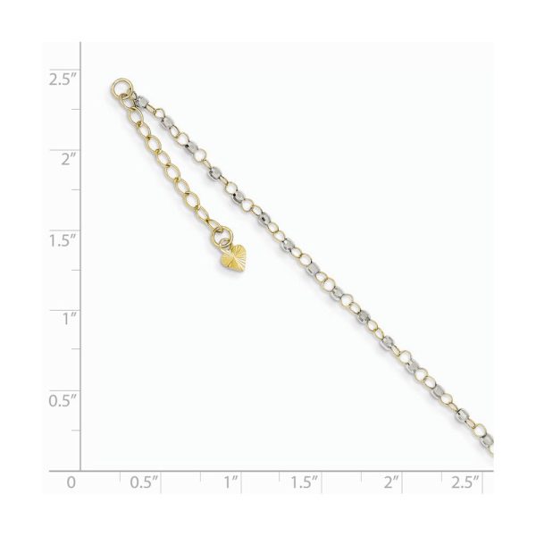 14k Two-Tone Gold Circle and Bead Chain Adjustable Anklet, 9 Inch on Sale