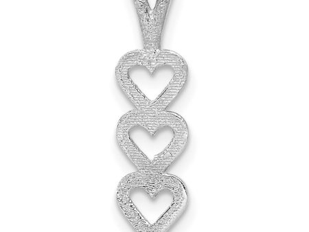 14k White Gold Stacked Triple Heart Pendant Supply