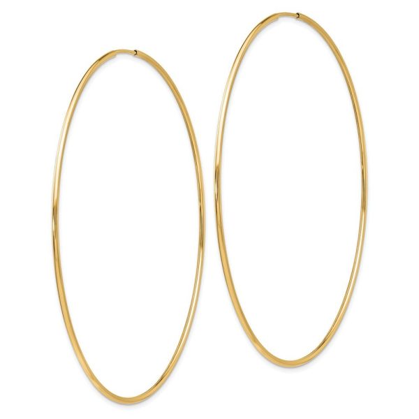 1.2mm x 72mm 14k Yellow Gold Polished Endless Tube Hoop Earrings Discount