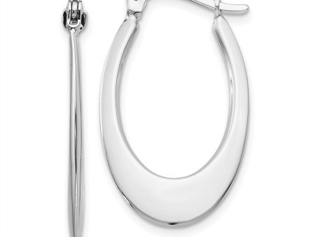 Tapered Oval Hoop Earrings in 14k White Gold, 25mm (1 Inch) Cheap