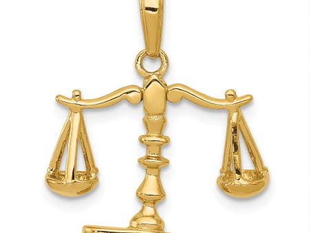 14k Yellow Gold 3D Moveable Scales of Justice Pendant Supply