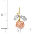 14k Tri-Color Gold Inverted Stemmed Rose Pendant Online Sale