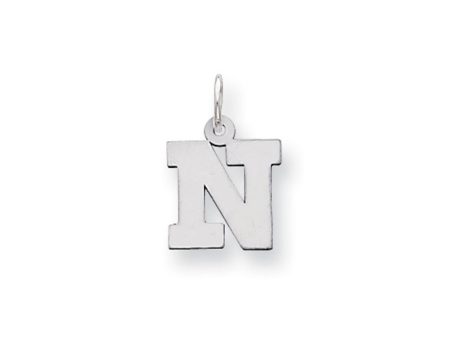 14k White Gold, Amanda Collection, Small Block Style Initial N Pendant For Discount