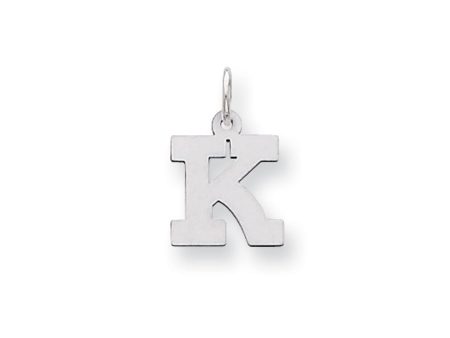 14k White Gold, Amanda Collection, Small Block Style Initial K Pendant For Sale