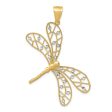 14k Two Tone Gold Large Filigree Dragonfly Pendant, 40mm (1 1 2 inch) Sale