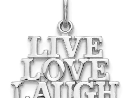 14k White Gold LIVE LOVE LAUGH Message Pendant For Cheap