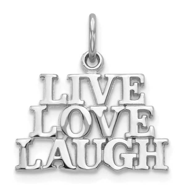 14k White Gold LIVE LOVE LAUGH Message Pendant For Cheap