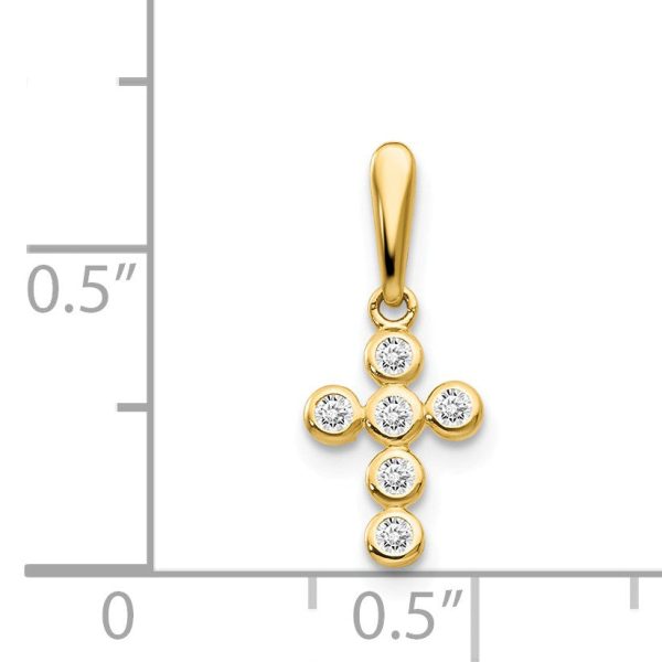 14k Yellow Gold and Cubic Zirconia Jeweled Cross Pendant, 10mm Fashion