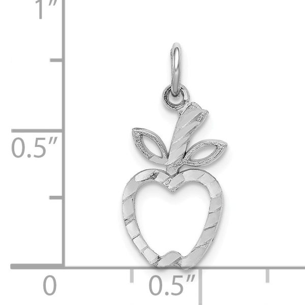 14k White Gold Diamond Cut Apple Silhouette Charm Online