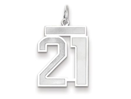 14k White Gold, Jersey Collection, Medium Number 21 Pendant Supply