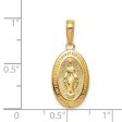 14k Yellow Gold Solid Miraculous Medal Pendant, 10 x 24mm Cheap