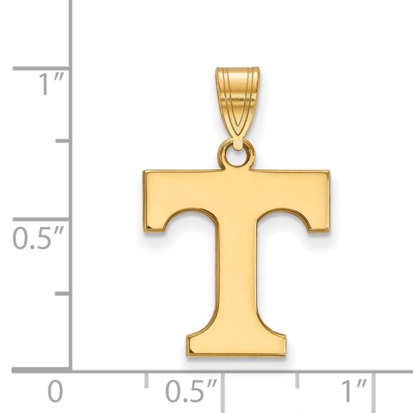 14k Gold Plated Silver U. of Tennessee Medium Initial T Pendant For Sale