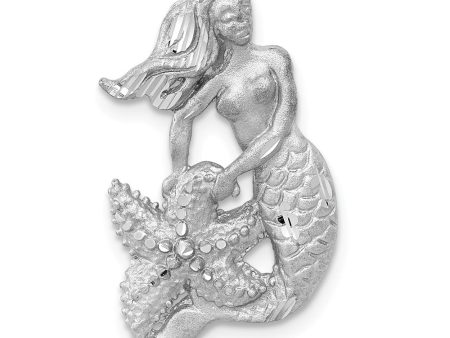 14k White Gold Mermaid with Sea Star Slide Pendant, 14 x 20mm Sale