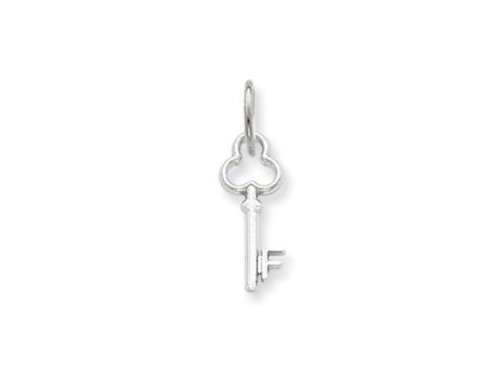 14k White Gold, Hannah Collection, Mini Initial F Shamrock Key Charm Online now