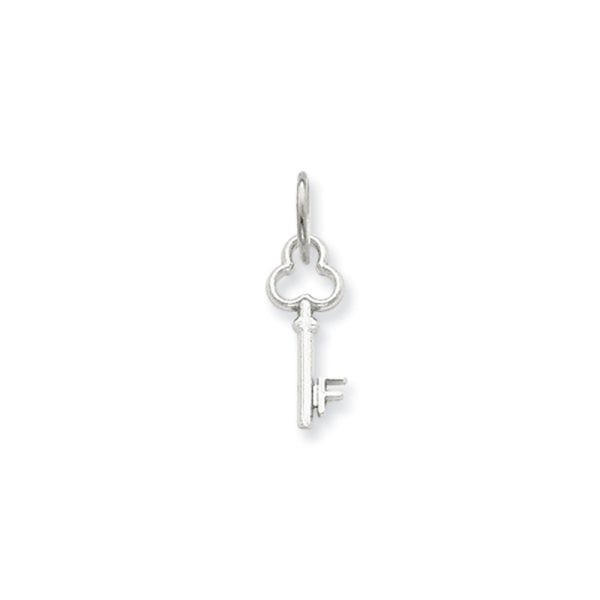 14k White Gold, Hannah Collection, Mini Initial F Shamrock Key Charm Online now