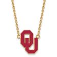 14k Gold Plated Silver Oklahoma Large OU Enamel Pendant Necklace Online Sale