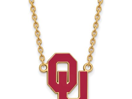 14k Gold Plated Silver Oklahoma Large OU Enamel Pendant Necklace Online Sale