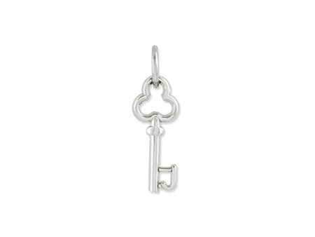 14k White Gold, Hannah Collection, Mini Initial J Shamrock Key Charm For Discount