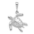 14k White Gold Polished Sea Turtle Pendant Online