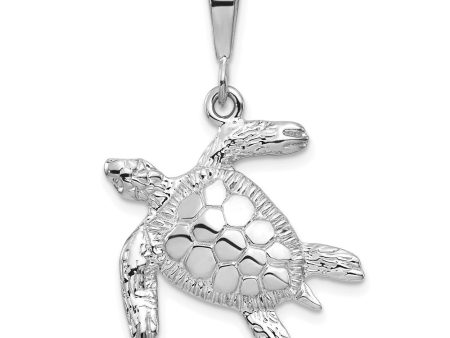 14k White Gold Polished Sea Turtle Pendant Online