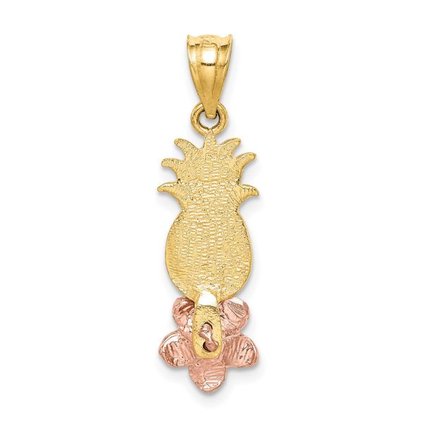 14k Rose and Yellow Gold Pineapple Plumeria Pendant For Discount