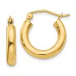 3mm x 15mm 14k Yellow Gold Classic Round Hoop Earrings For Discount