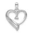 .05 Carat Diamond Scroll Heart Pendant in Sterling Silver For Discount