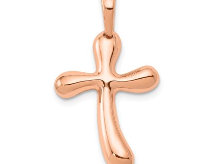 14k Rose Gold Polished Freeform Cross Pendant on Sale