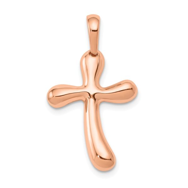 14k Rose Gold Polished Freeform Cross Pendant on Sale