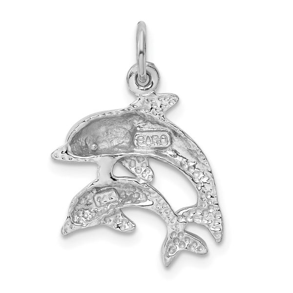 14k White Gold Mother and Baby Dolphin Charm Discount