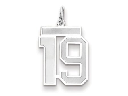 14k White Gold, Jersey Collection, Medium Number 19 Pendant Online