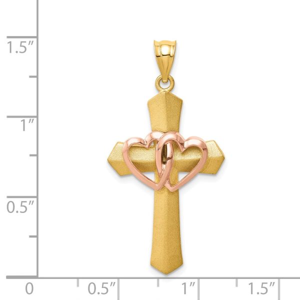 14k Two Tone Gold St. Valentine Cross Pendant, 19 x 38mm Sale