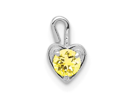 Nov Synthetic Citrine 14k White Gold Heart Pendant Enhancer, 5mm For Sale