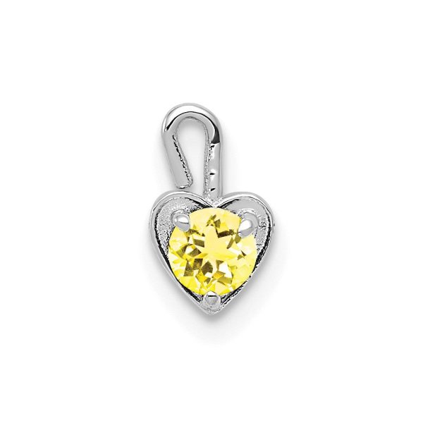 Nov Synthetic Citrine 14k White Gold Heart Pendant Enhancer, 5mm For Sale