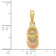 14k Two Tone Gold 3D Baby Shoe Pendant, 7 x 20mm Online now