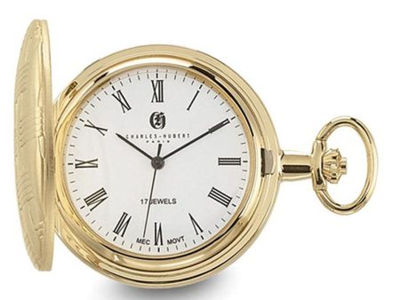 Charles Hubert Gold Finish Brass Basketweave Pocket Watch 42mm Supply