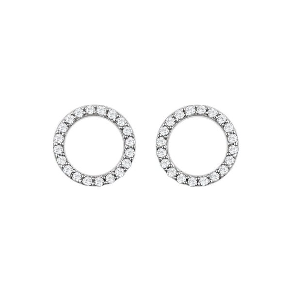 1 5 Cttw Diamond 9mm Circle Post Earrings in 14k White Gold Cheap