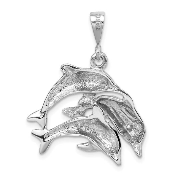 14k White Gold Dolphin Pod Pendant Cheap